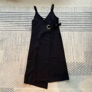 Modern Citizen Black Grommet Midi Wrap Dress L